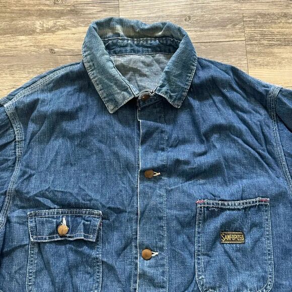 Vintage 50s / 60s Dee Cee Sanforized Denim Chore Coat Size XL - Picture 3 of 5